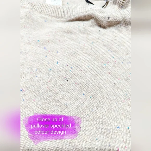 H&M ladies size med lightweight sweater, beige-grey w/multi colour specks, EUC - Picture 5 of 9